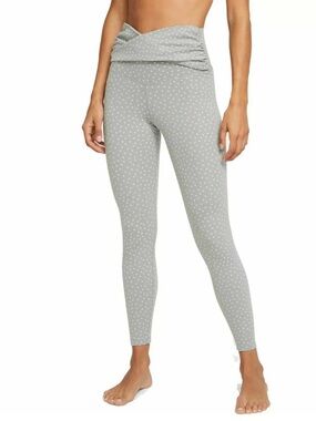 Nike Yoga Hig-Rise Women’s Gray Whit  Dost Twist Front‎ Leggings Size XL